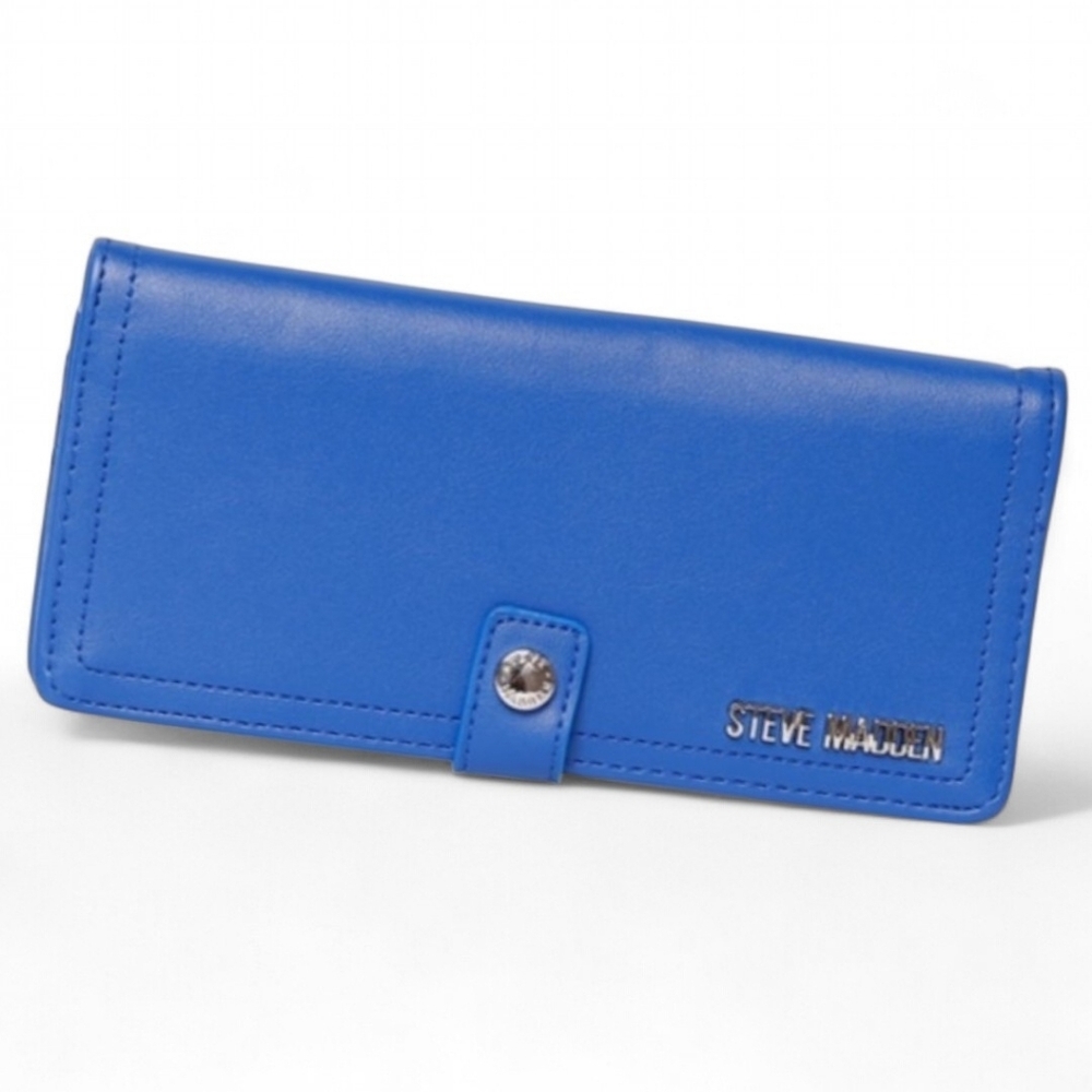 💙 NIB Steve Madden Cobalt Blue Ballen Full-Sized Slim Wallet